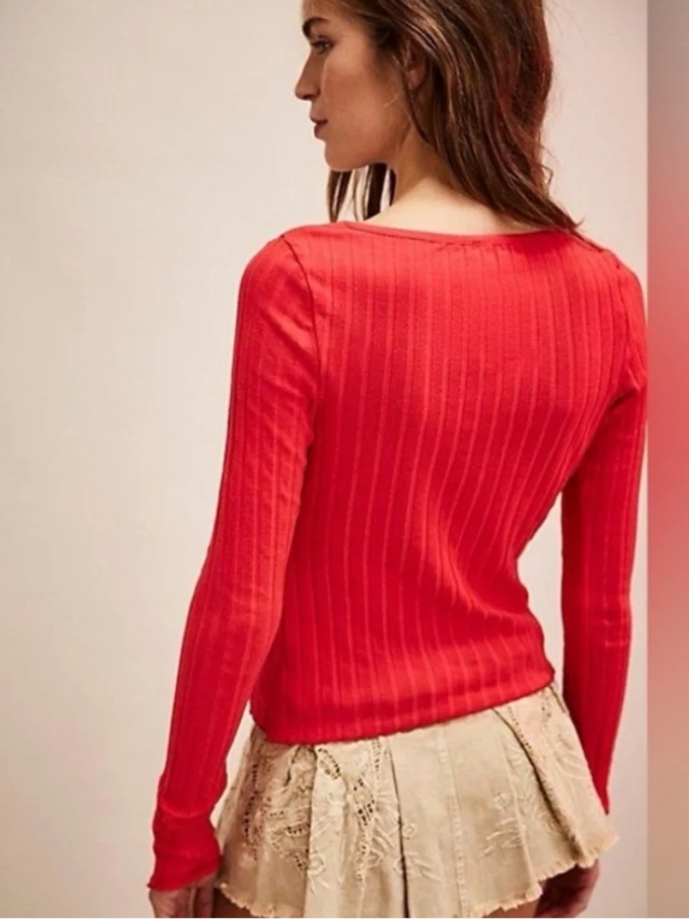 Free People Women's Red Tilly Long-sleeve Cardi - Picture 4 of 7